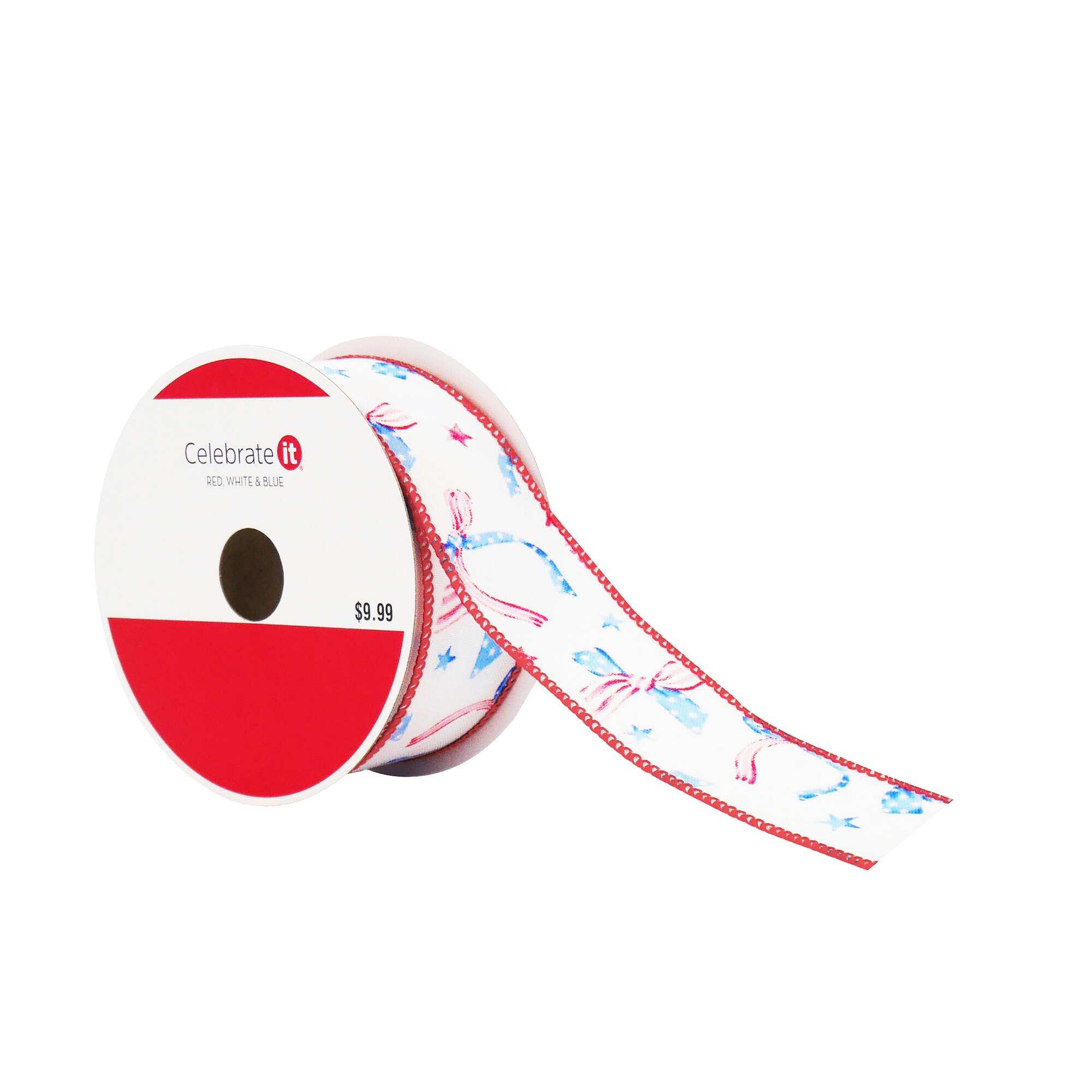 1.5" x 10yd. Red, White & Blue Flag Bows Wired Ribbon by Celebrate It®